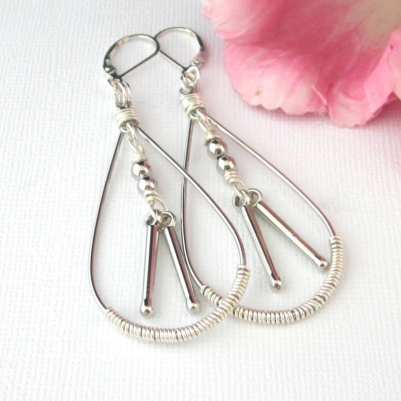 Drumstick Earrings in Wire Wrapped Teardrop Shape Hoops Etsy