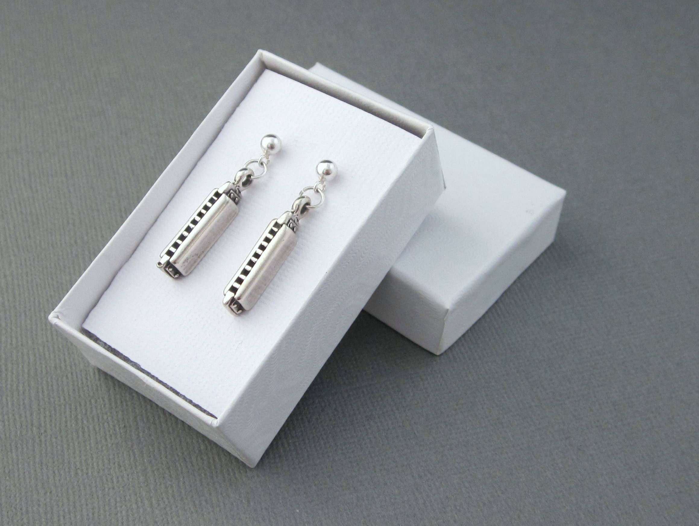 Sterling Silver Harmonica Earrings With Gift Box French Harp Earrings Blues Harp Earrings Musical Instrument Earrings Post And Clutch Earrings Jewelry Valresa Com