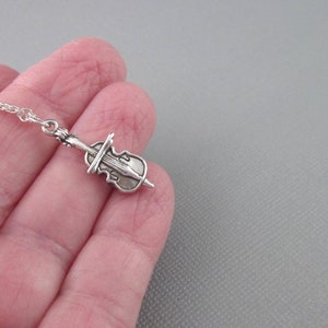 Sterling Silver Cello Necklace, Cello Charm And Chain, Bass Fiddle Necklace, Cello Pendant, Music Charm Jewelry, Cellist Gift image 3