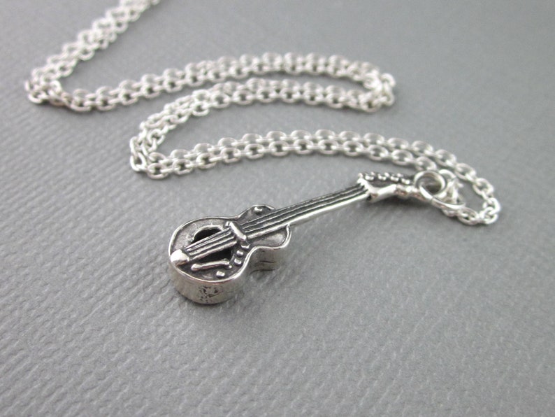 Sterling Silver Bass Guitar Necklace Bass Guitar Charm Etsy
