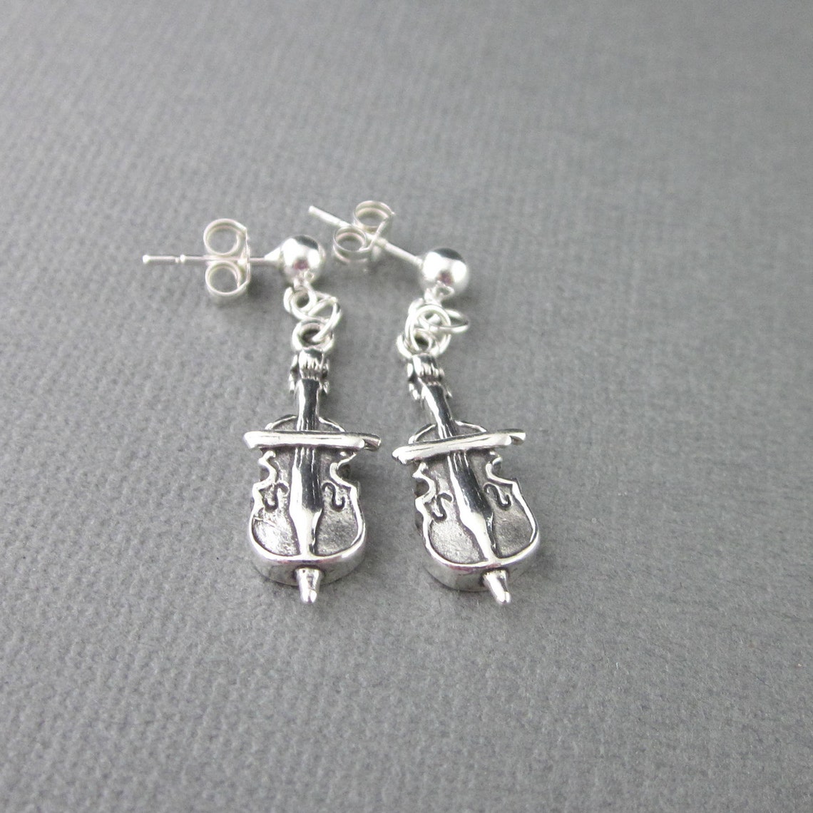 Sterling Silver Cello Charm Earrings Post Clutch or Choose Etsy