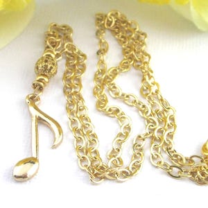 Collar con colgante de corchea de oro: regalo de joyería musical imagen 8