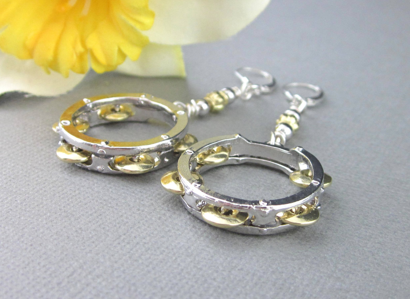 Tambourine Earrings Dimensional With Shaking Jingle Zils Etsy