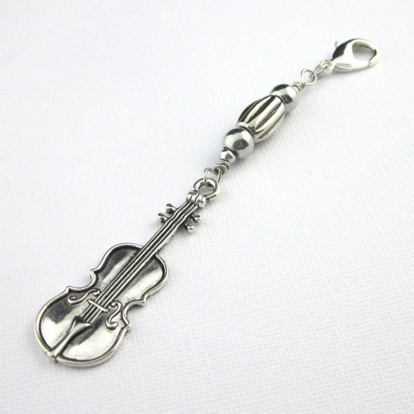 Large Violin Or Cello Zipper Or Purse Pull, Clip On Music Fob, Music Accessories, Violinist Gifts, Clip On Music Pendants