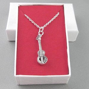 Sterling Silver Bass Guitar Necklace, Bass Guitar Charm With Chain, Guitar Jewelry, Rocker Musician Gift