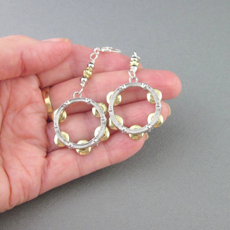 Tambourine Earrings Dimensional With Shaking Jingle Zils Etsy