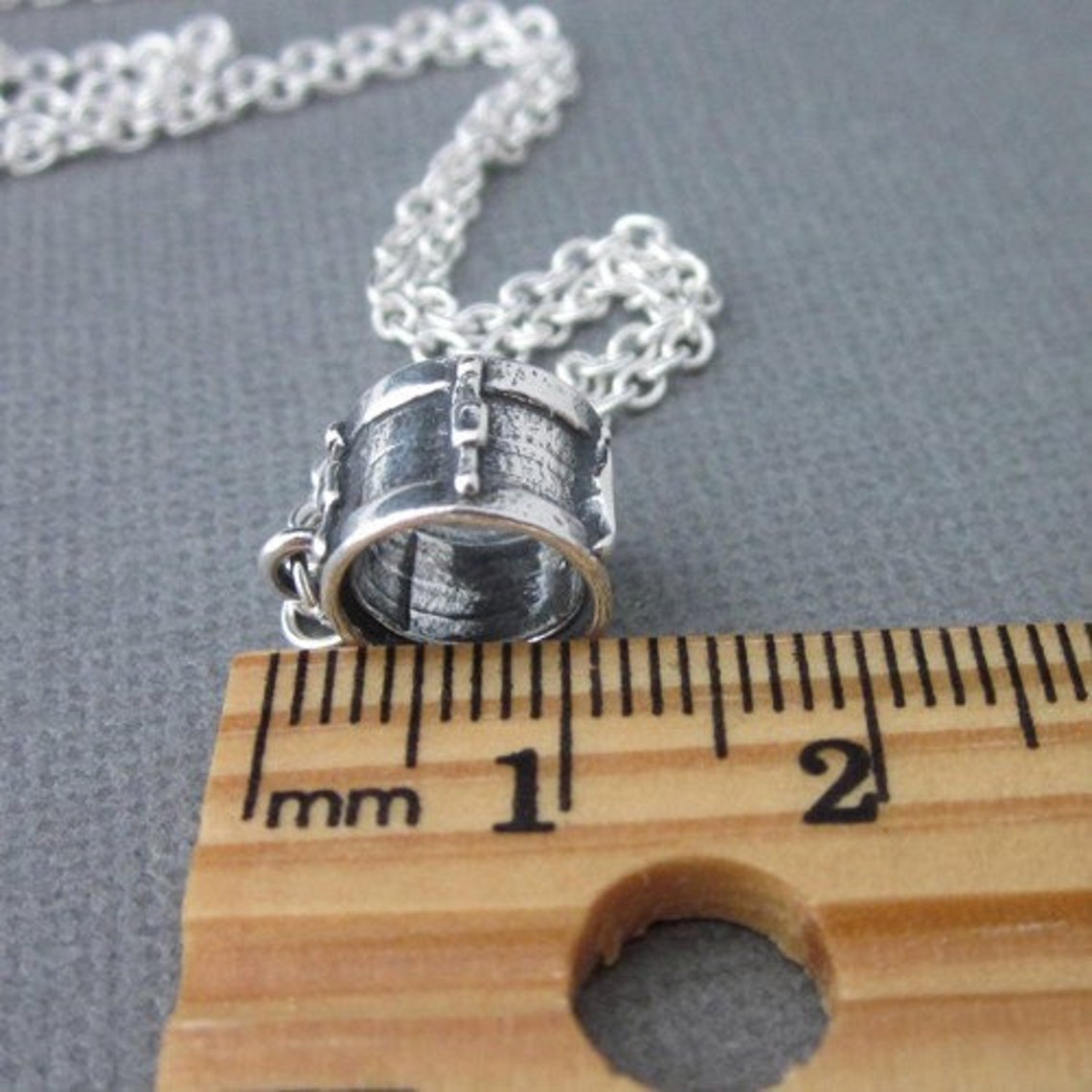 Sterling Silver Bass Drum Necklace Drum Charm With Chain Etsy