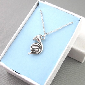 Sterling Silver French Horn Necklace, 3 D French Horn Charm And Chain, Horn Jewelry, Musical Instrument Jewelry, Music Graduation Gifts