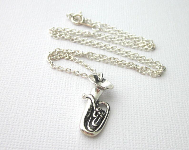 Sterling Silver Baritone Tuba Instrument Necklace Tuba Charm Etsy