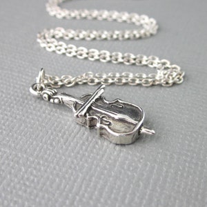 Sterling Silver Cello Necklace, Cello Charm And Chain, Bass Fiddle Necklace, Cello Pendant, Music Charm Jewelry, Cellist Gift image 6