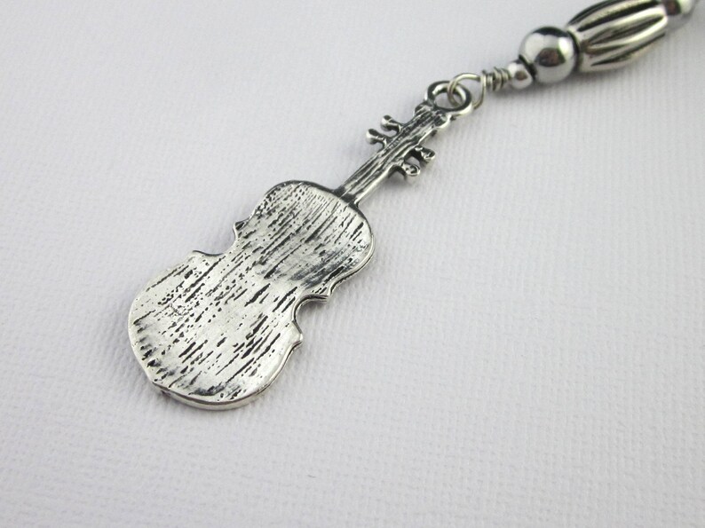 Large Violin Zipper Pull Clip On Purse Silver Cello Key Fob Etsy