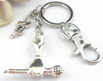 Microphone In Hand Key Chain With Swivel Clasp: Karaoke Singers Gifts