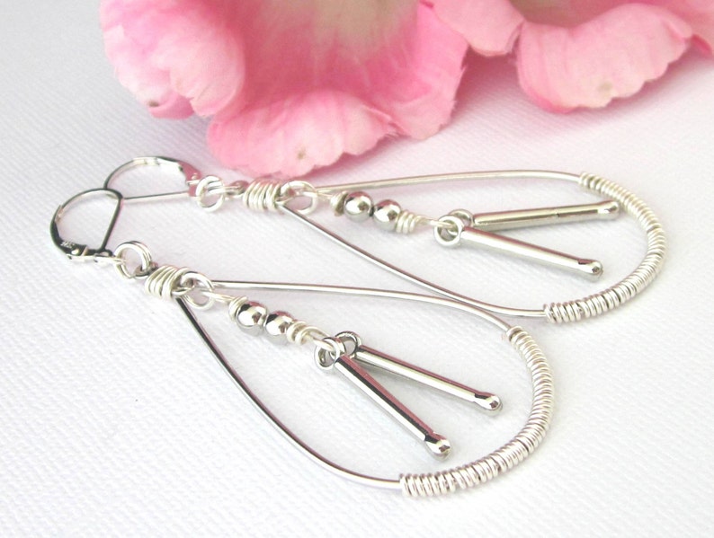Drumstick Earrings in Wire Wrapped Teardrop Shape Hoops Etsy