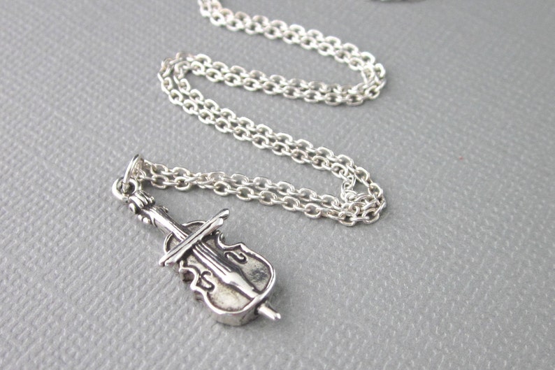 Sterling Silver Cello Necklace, Cello Charm And Chain, Bass Fiddle Necklace, Cello Pendant, Music Charm Jewelry, Cellist Gift image 4