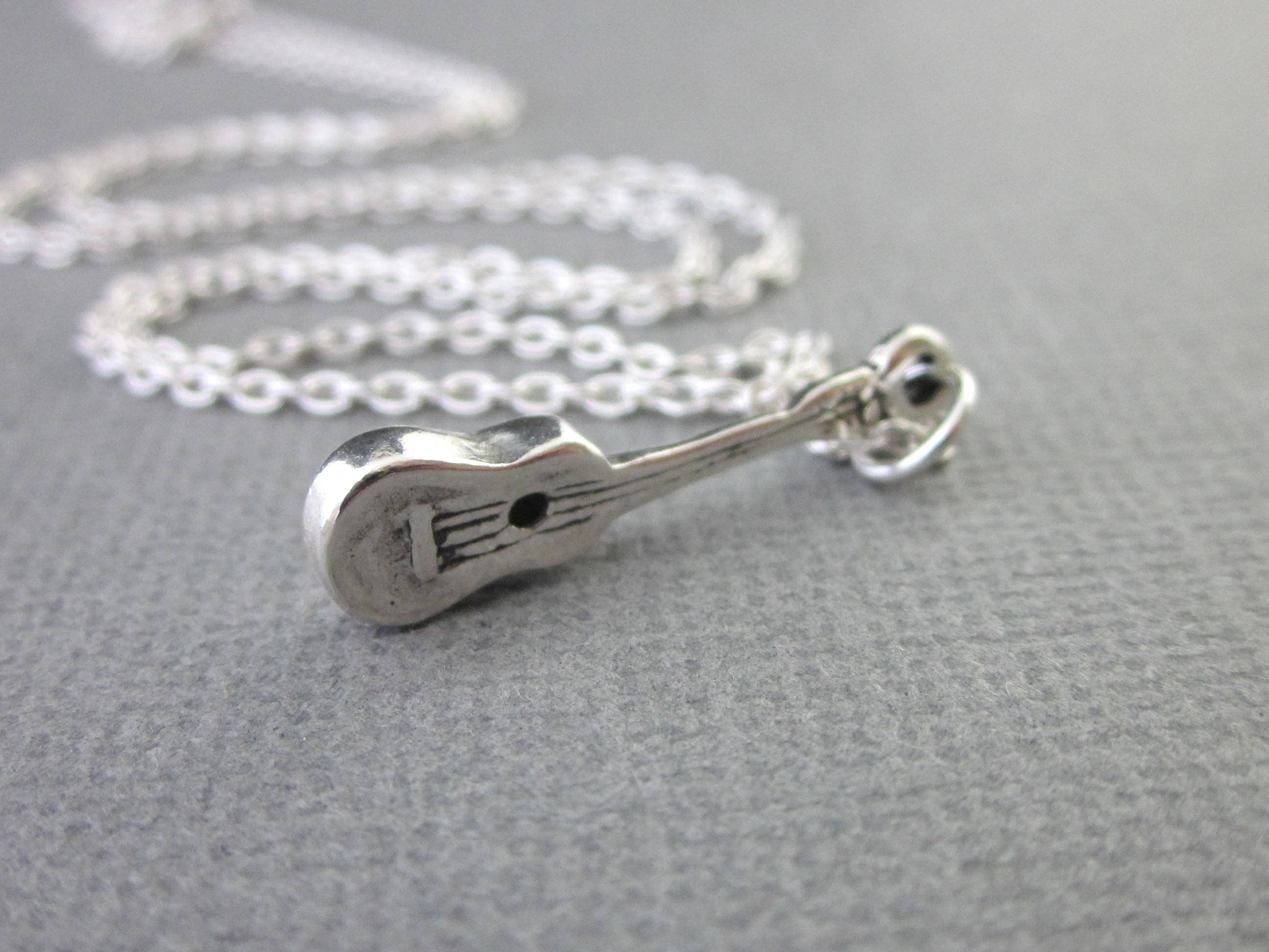 Sterling Silver Ukulele Necklace Music Charm Necklace Etsy