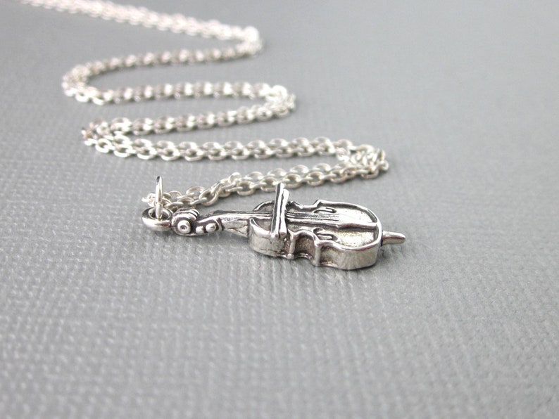 Sterling Silver Cello Necklace, Cello Charm And Chain, Bass Fiddle Necklace, Cello Pendant, Music Charm Jewelry, Cellist Gift image 5