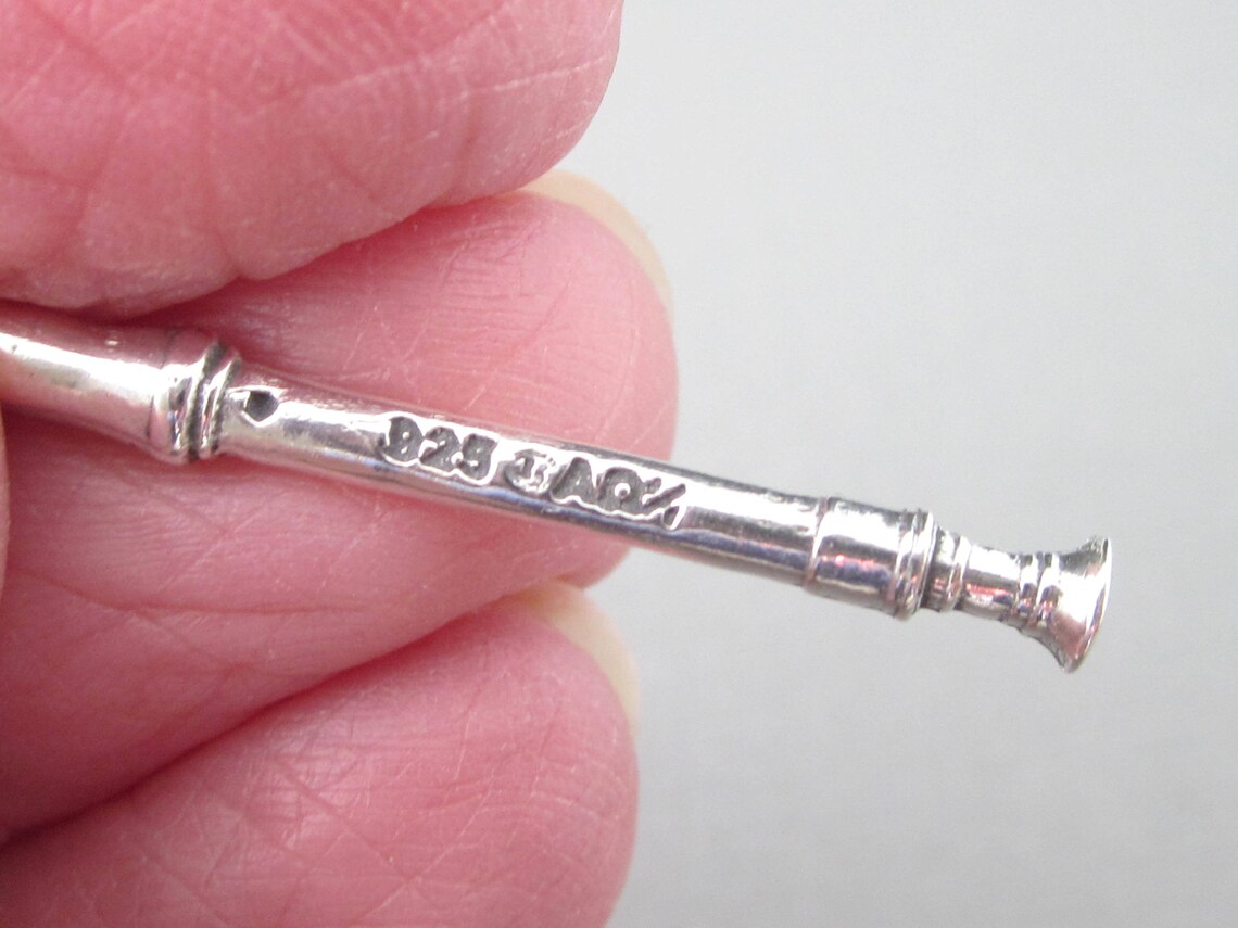 Recorder Instrument Necklace Sterling Silver Charm And Chain Etsy