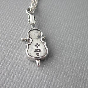 Sterling Silver Cello Necklace, Cello Charm And Chain, Bass Fiddle Necklace, Cello Pendant, Music Charm Jewelry, Cellist Gift image 8