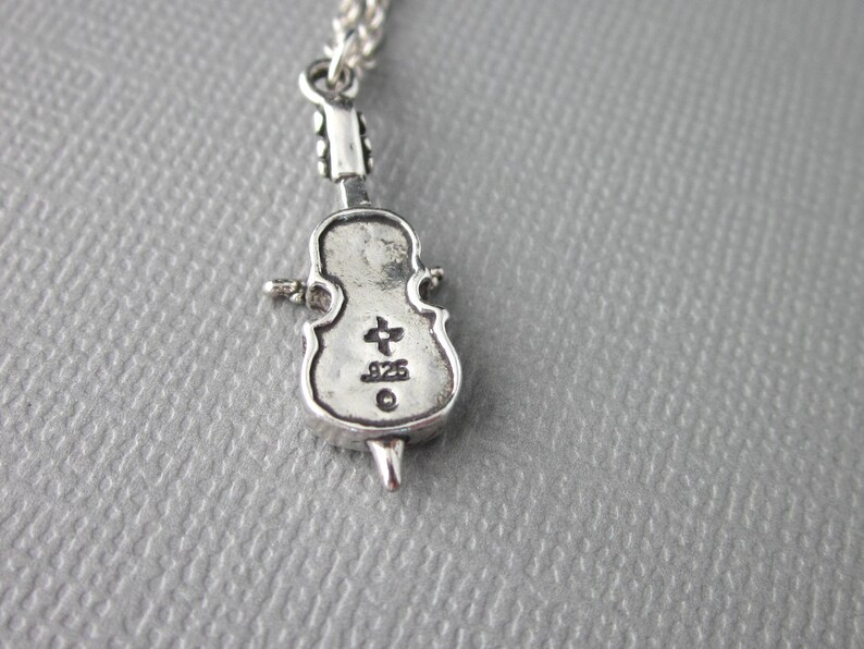 Sterling Silver Cello Necklace, Cello Charm And Chain, Bass Fiddle Necklace, Cello Pendant, Music Charm Jewelry, Cellist Gift image 8