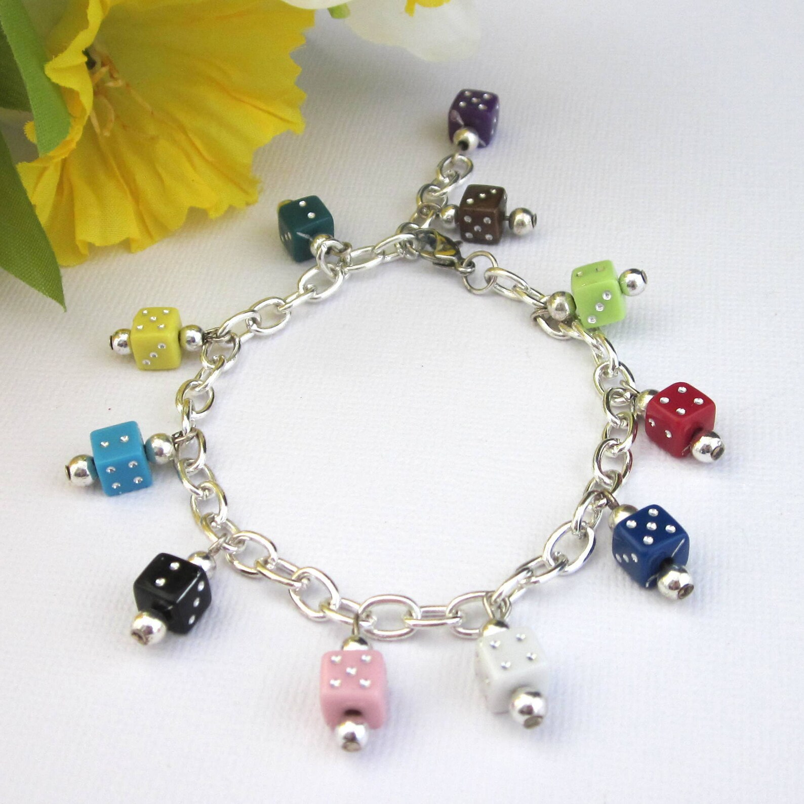Dice Charm Bracelet Multicolor Dice Large Size Adjustable Etsy