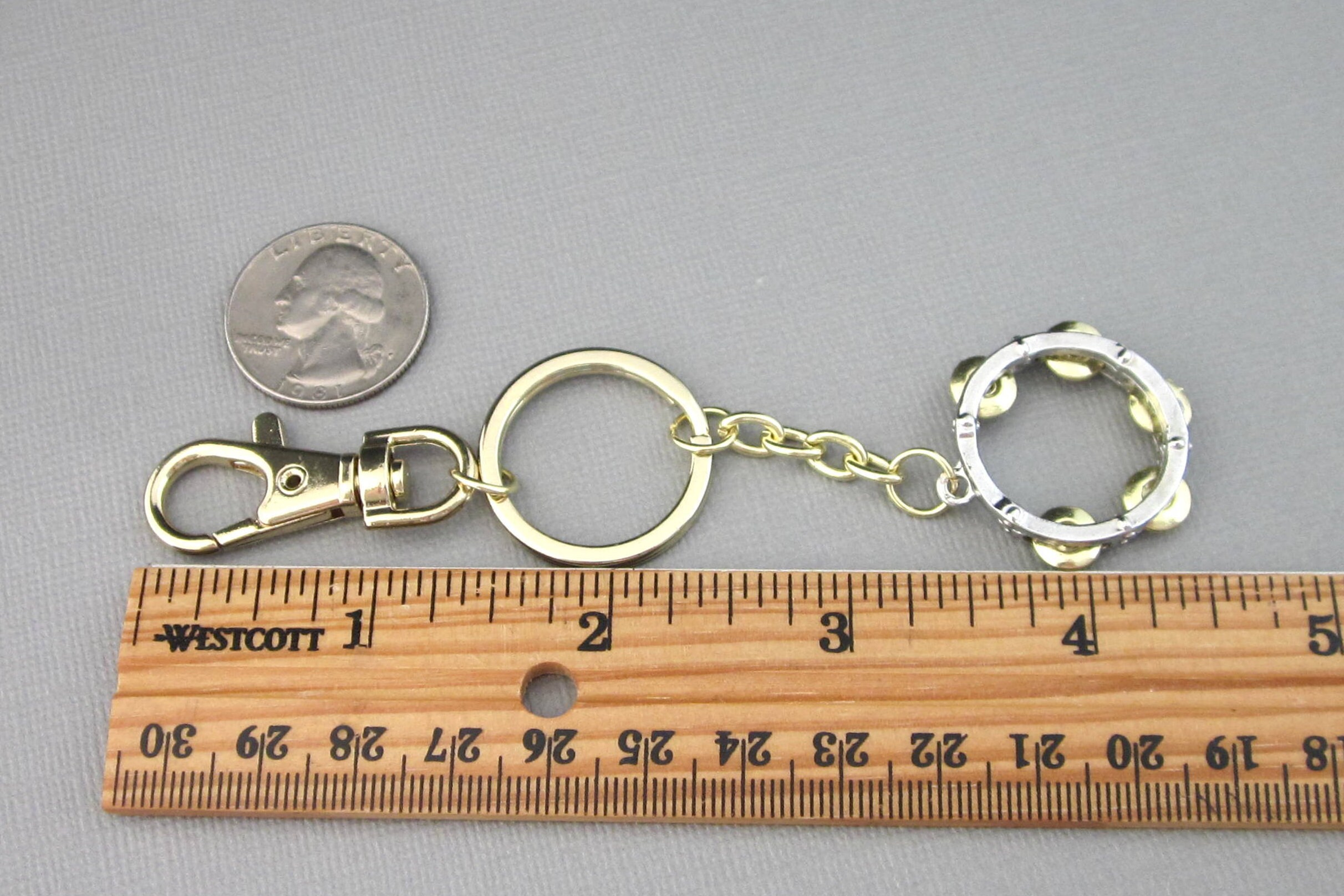 Tambourine Charm Key Chain Purse Pull Key Fob Gold Tone Etsy.de
