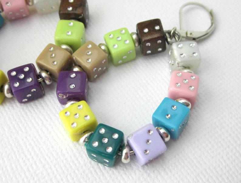 Dice Hoop Earrings Multicolored Acrylic Dice Earrings Oval Etsy