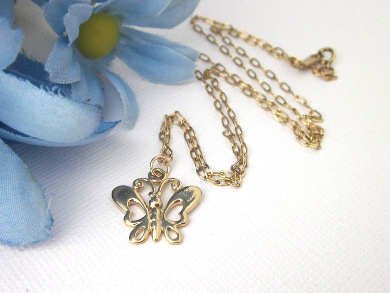 Gold Butterfly Necklace Gold Vermeil Butterfly Charm image 0