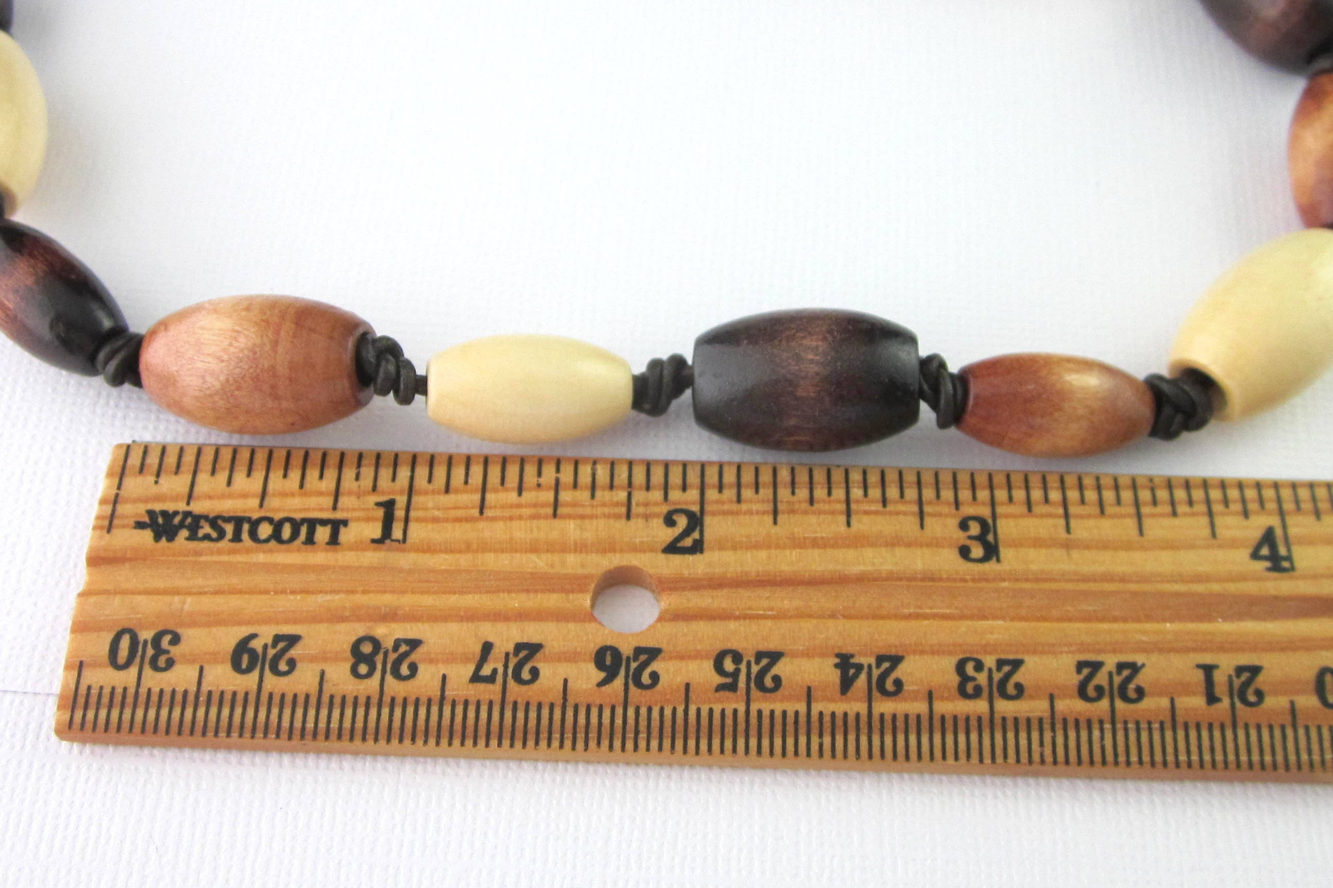 Wood Bead Leather Cord Tie on Necklace Knotted Bead Necklace Etsy