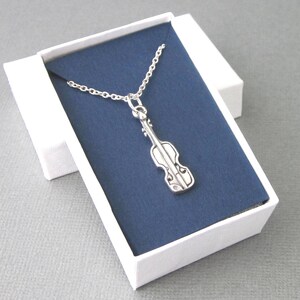 Sterling Silver Violin Necklace, Violin Pendant, Violin Charm With Chain, Violin Jewelry, Music Graduation Gift, String Instruments Jewelry