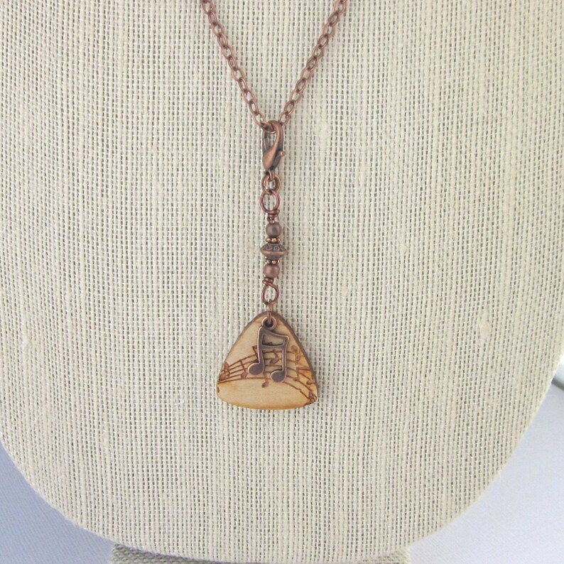 Wood Guitar Pick Pendant Necklace Guitar Pick Clip On Zipper Etsy