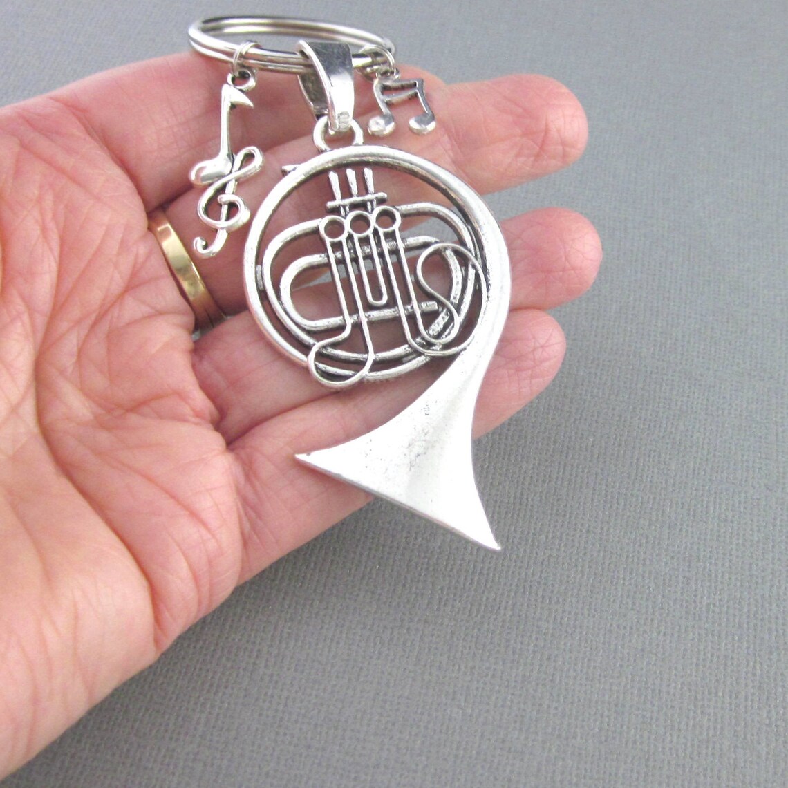 French Horn Key Chain Ring Music Key Chain Large Size French Etsy