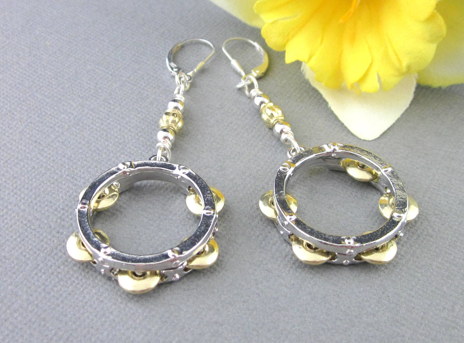 Tambourine Earrings Dimensional With Shaking Jingle Zils Etsy