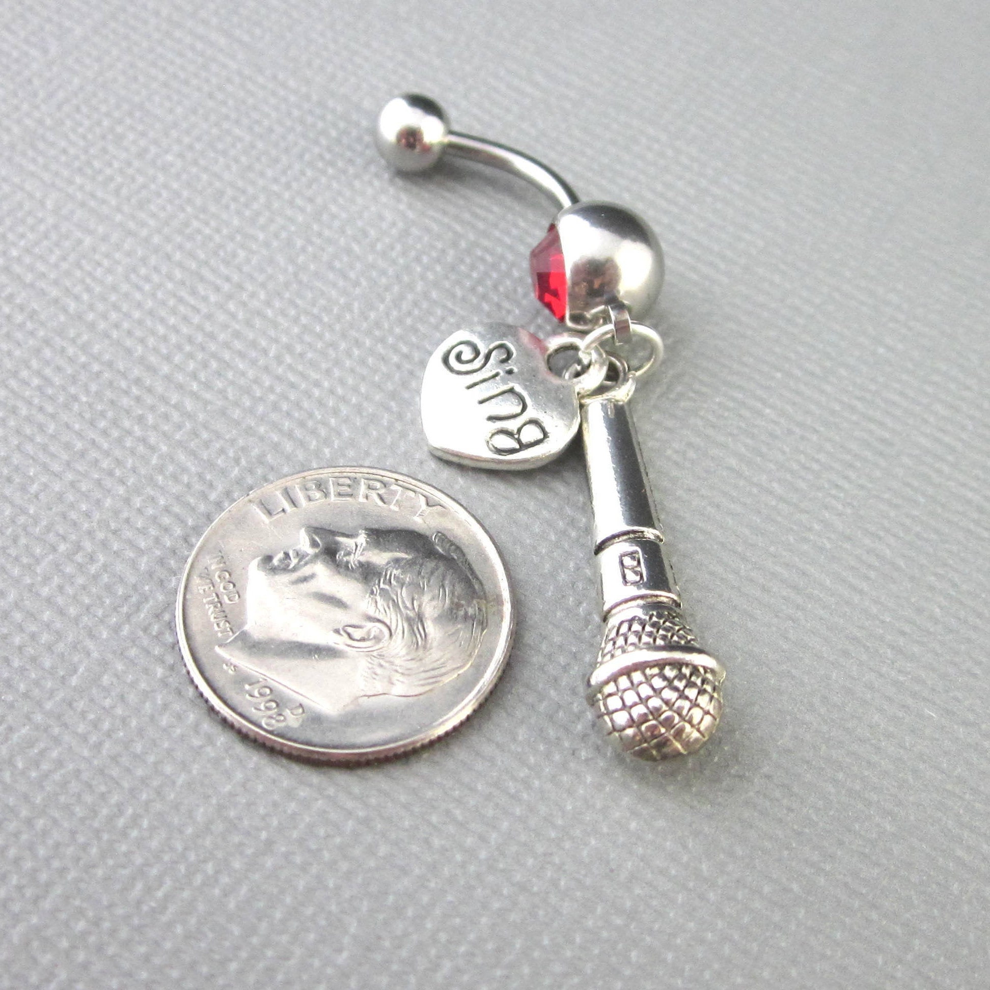 Microphone MIC Drop Voice Belly Button Navel Ring Body Jewelry Piercing Singer #IS-718