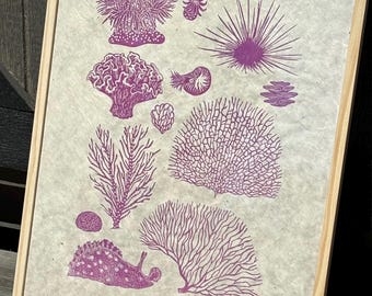 Coral Reef original one-of-a-kind linocut print