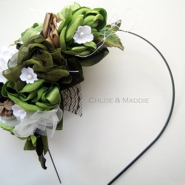 LETICIA woodsy handmade fabric flower headband fascinator