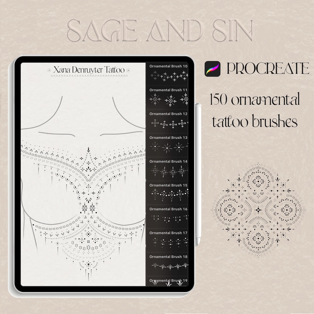 150 Ornamental Tattoo Brushes for Procreate (digital Download) - Etsy