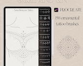 150 Ornamental Tattoo Brushes for Procreate (Digital Download)