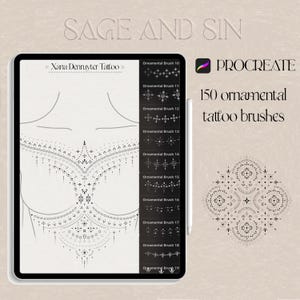 150 Ornamental Tattoo Brushes for Procreate - Ornamental and floral tattoo - ornament tattoo stencil - tattoo designs - digital download