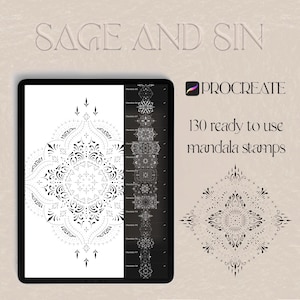 130 dotwork and ornamental stamps for Procreate - dotwork mandala - mandala tattoo stencil - tattoo designs - digital download