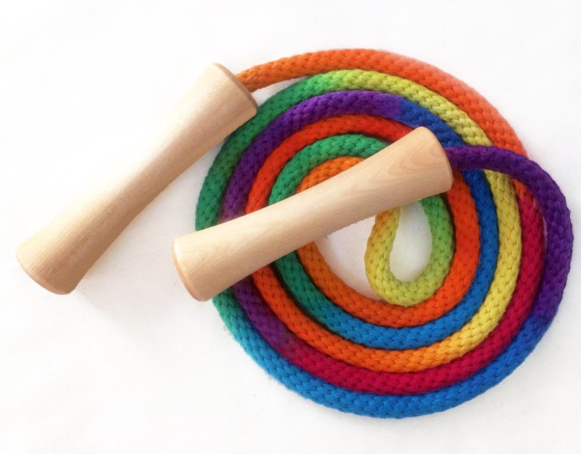 Jump Rope Hand-dyed Rainbow With Wooden Handles Sizes 6.5 - Etsy