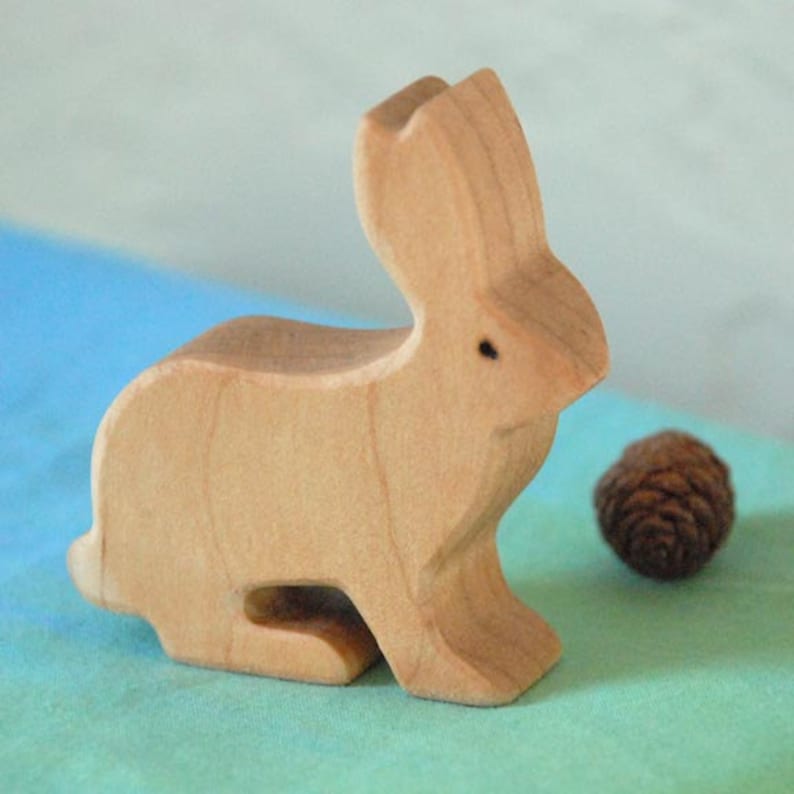 Carved Wooden RABBIT Bunny Jackrabbit Handmade Toy Animal Etsy