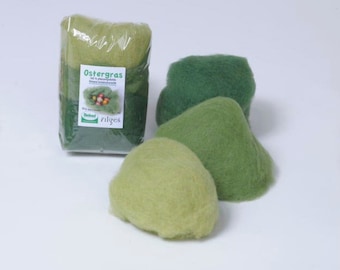Spring Easter Grass Sheeps Wool Plantdyed in 3 Shades of Green, 50 grams