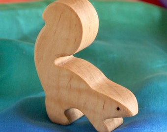 Carved Wooden SKUNK, Handmade Toy Animal, Waldorf Inspired