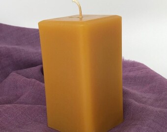 Hand Poured 4 x 2.25 Square Pillar - 100% Pure USA Beeswax