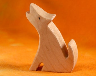 Carved Wooden COYOTE, Handmade Toy Animal, Waldorf Inspired