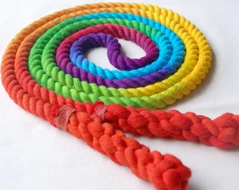 Single Jump Rope Skipping Rope, Hand-Spliced & Dyed, Rainbow Colors