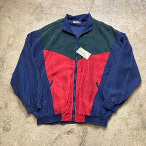 ジャケット・アウター ROBERT STOCK All Silk Zip Jacket 80's VINTAGE Robert Stock Jacket Mens Large 100% Silk Full Zip