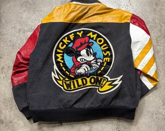 ミッキーマウス レザージャケット WILD ONE Leather Moto Mickey Mouse Jacket
