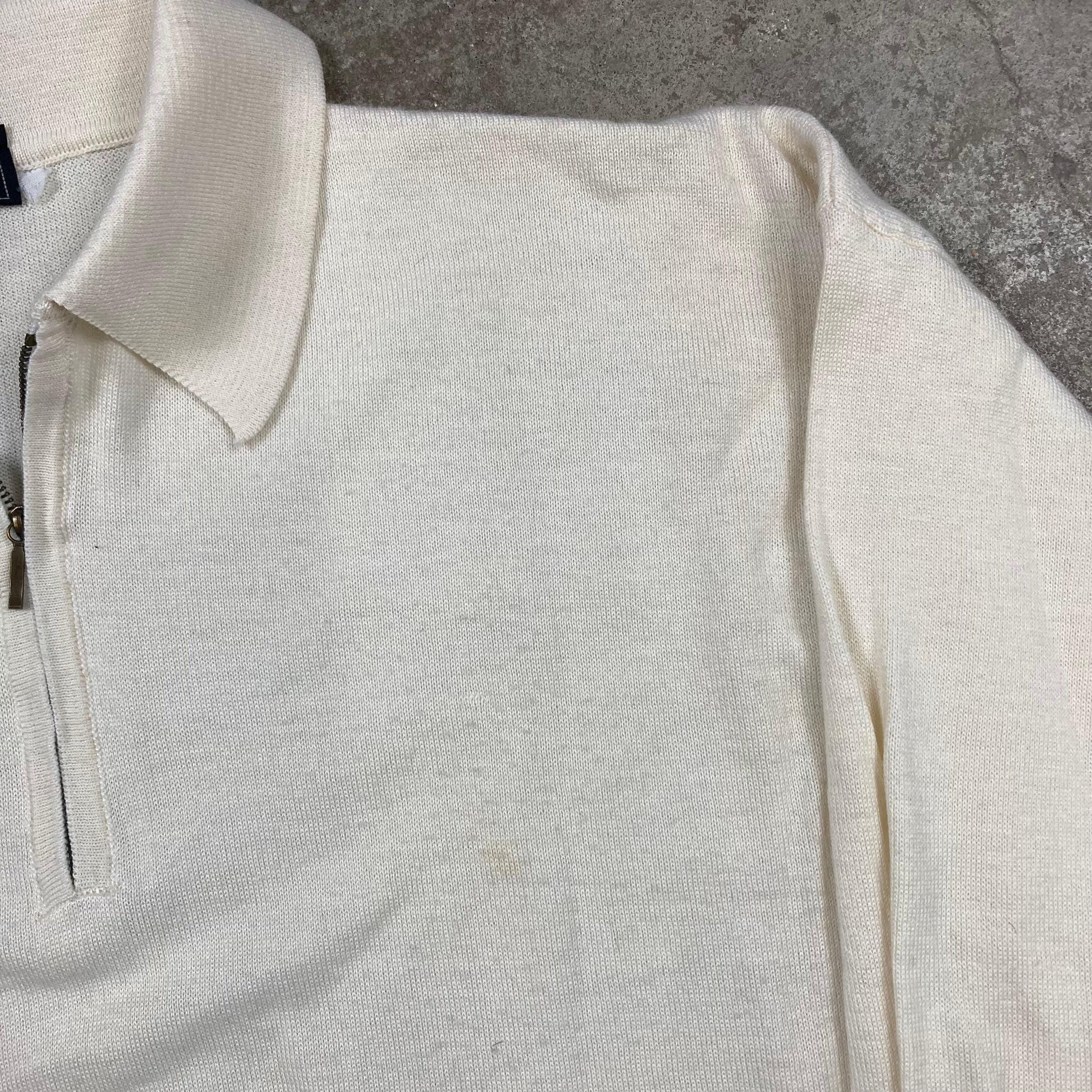 トップス made in Italy vintage wool knit polo Vtg dunhill Made in Italy Red Striped Mercerized Knit Cotton
