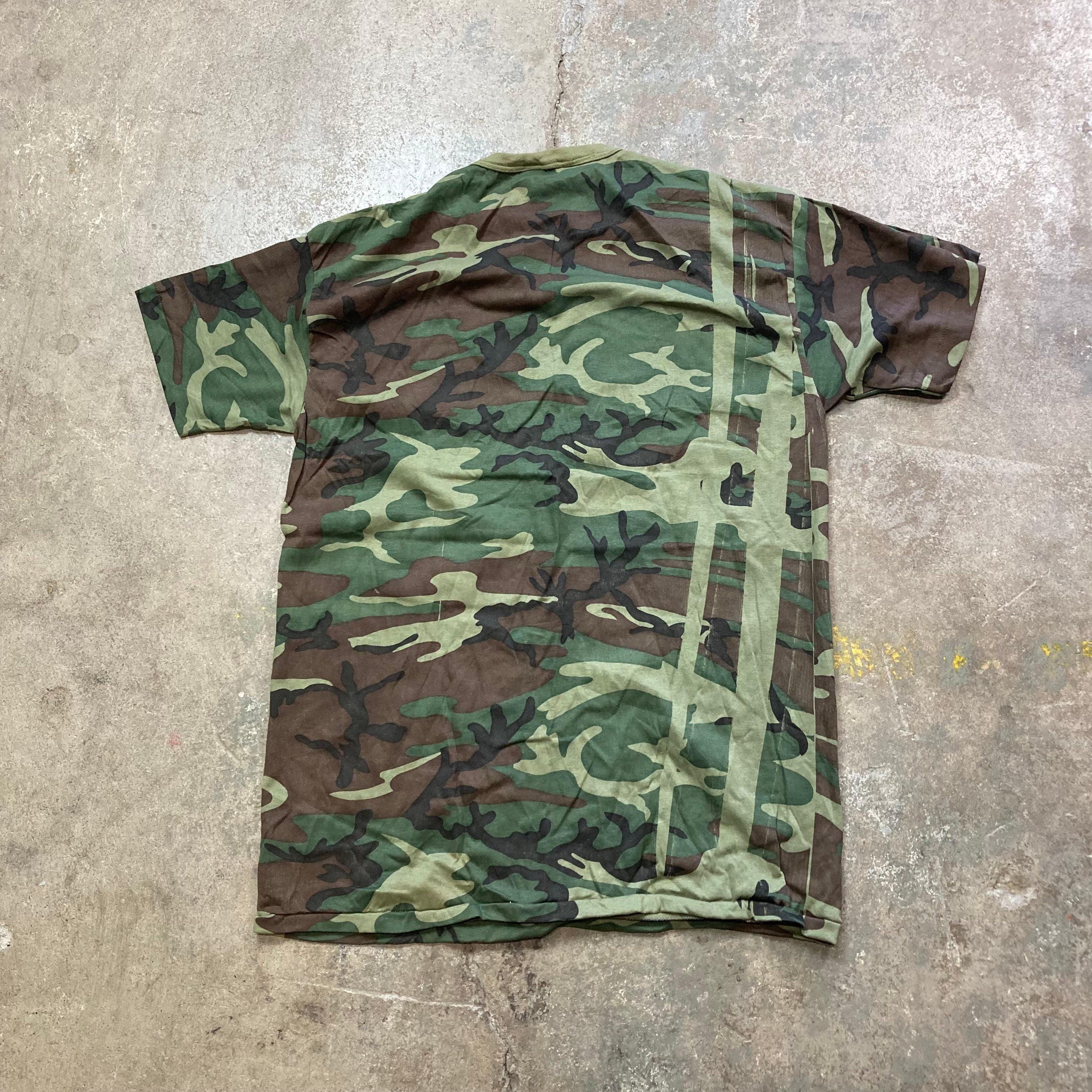 Vintage Deadstock NOS 1980s Woodland Camo Ringer Single